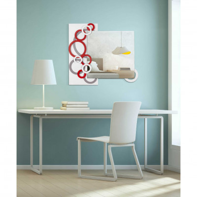 I Dettagli - Bolle - Specchio da parete cornice in legno design moderno e dalle linee geometriche - Colore: Grigio Chiaro - SKU: SP75651BOL