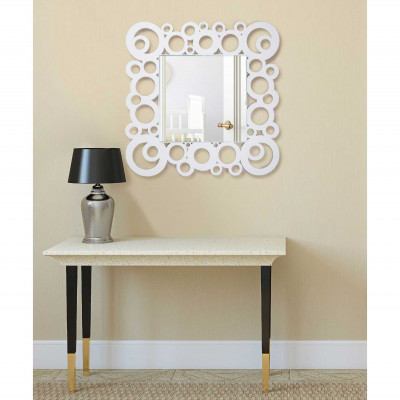I Dettagli - Illusion - Specchio da parete grande con cornice in legno dalle linee moderne ed eleganti - Colore: Bianco - SKU: SP100851ILL
