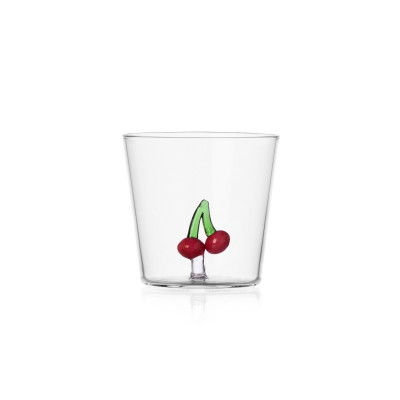 Ichendorf - Fruits and Flower - Bicchiere tumbler in vetro per acqua con ciliegie - Colore: Rosso - SKU: 09354241