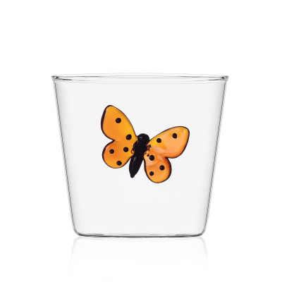 Ichendorf - Garden Picnic - Bicchiere tumbler in vetro per acqua con farfalla - Colore: Rosso - SKU: 09352045