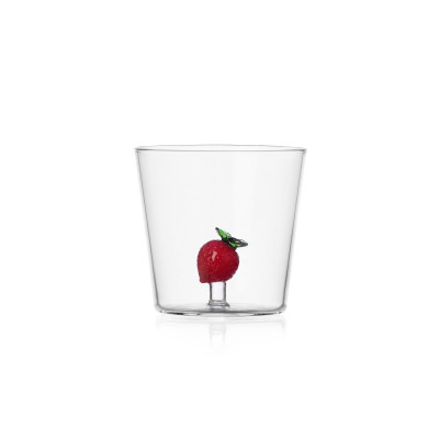 Ichendorf - Fruits and Flower - Bicchiere tumbler in vetro per acqua con fragola - Colore: Rosso - SKU: 09354240
