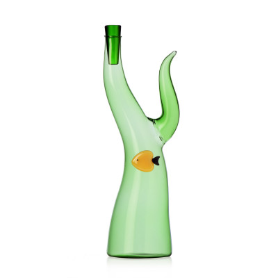  Ichendorf - Marine Garden - Bottiglia in vetro a forma di alga con pesce - Colore: Verde - SKU: 09354207 