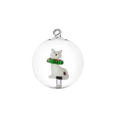Ichendorf Tabby Cat Palla di Natale gatto con ghirlanda Colore: Verde/Bianco