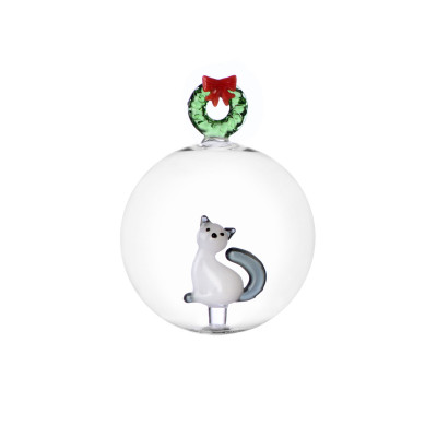  Ichendorf - Tabby Cat - Palla in vetro per albero di natale - Colore: Bianco/Verde - SKU: 0935209340 
