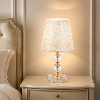Ideal lux Queen Abat jour in metallo e cristallo con paralume in tessuto e PVC Colore: Oro