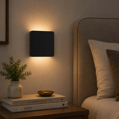 Ideal lux Cover Applique a led quadrata struttura grande in alluminio e diffusore in acrilico Colore: Nero