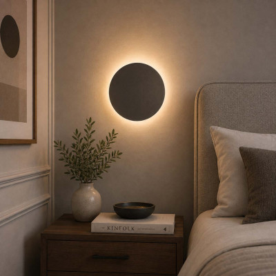 Ideal lux Cover Applique a led rotonda con struttura grande in alluminio e diffusore in acrilico Colore: Nero