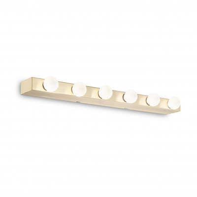 Ideal lux - Privè - Applique con struttura lineare in metallo dal design moderno - Colore: Ottone - 6 Lampadine - E14 - 40W - IP20 - SKU: 179681