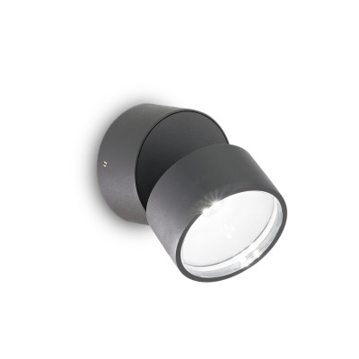 Ideal lux Omega Applique da esterno a led in alluminio e diffusore orientabile in vetro Colore: Antracite