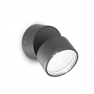 Ideal lux Omega Applique da esterno a led in alluminio e diffusore orientabile in vetro Colore: Antracite