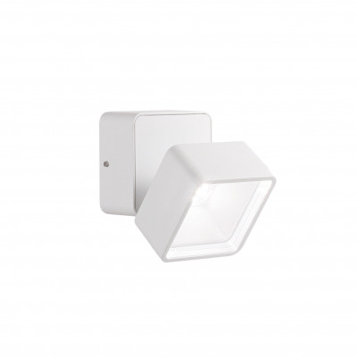 Ideal lux Omega Applique da esterno a led in alluminio e diffusore quadrato orientabile in vetro Colore: Bianco