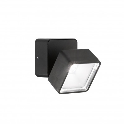 Ideal lux Omega Applique da esterno a led in alluminio e diffusore quadrato orientabile in vetro Colore: Nero