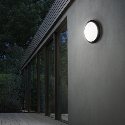 Ideal lux - Polar - Applique da esterno con struttura in resina e diffuosre rotondo - 1 Lampadina E27 23W - IP66 - SKU: 09666