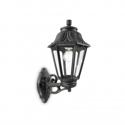 Ideal lux Dafne Applique da esterno rustica con struttura in resina e diffusore in acrilico Colore: Nero