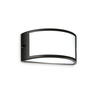 Ideal lux Rex Applique da esterno struttura arrotondata in alluminio e diffusore in acrilico Colore: Nero