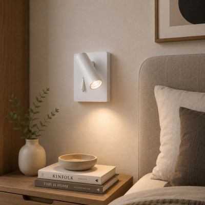 Ideal lux Lite Applique da parete con base quadrata e diffusore tubolare a led orientabile Colore: Bianco