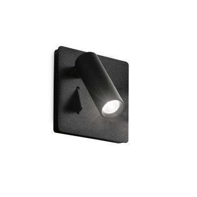 Ideal lux - Lite - Applique da parete con base quadrata e diffusore tubolare a led orientabile - Colore: Nero - 1 Lampadina - Led Integrato - 3W - Lumen 200 - Gradi Kelvin 2200k Luce Calda - IP20 - SKU: 250113