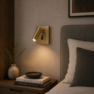 Ideal lux Lite Applique da parete con base quadrata e diffusore tubolare a led orientabile Colore: Ottone