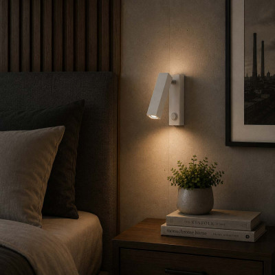 Ideal lux Page Applique da parete con base rettangolare e diffusore a led orientabile Colore: Bianco