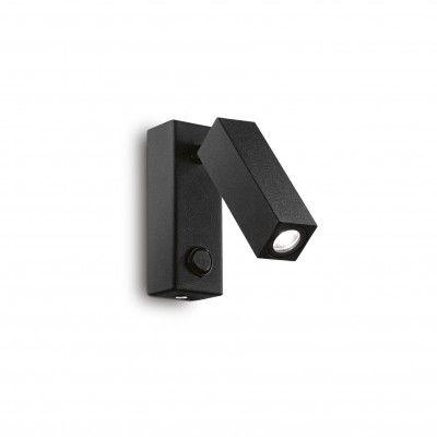 Ideal lux - Page - Applique da parete con base rettangolare e diffusore a led orientabile - Colore: Nero - 1 Lampadina - Led Integrato - 3W - Lumen 140 - Gradi Kelvin 3000k Luce Calda - IP20 - SKU: 142241