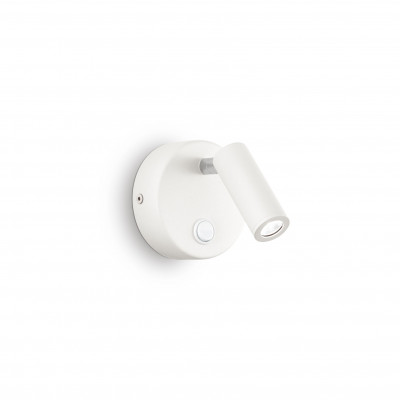 Ideal lux - Page - Applique da parete con base rotonda e diffusore a led orientabile - Colore: Bianco - 1 Lampadina - Led Integrato - 3W - Lumen 140 - Gradi Kelvin 3000k Luce Calda - IP20 - SKU: 142586