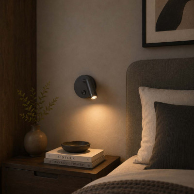 Ideal lux Page Applique da parete con base rotonda e diffusore a led orientabile Colore: Nero
