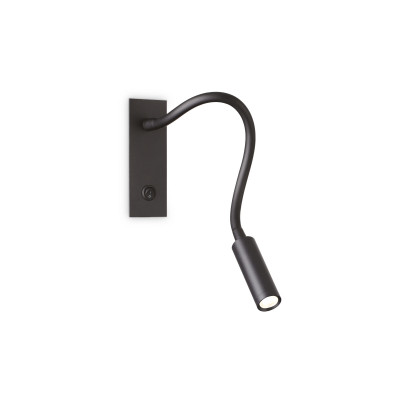 Ideal lux - IO - Applique da parete con diffusore a braccio orientabile con corpo ad incasso - Colore: Nero - 1 Lampadina - Led Integrato - 3W - Lumen 300 - Gradi Kelvin 3000k Luce Calda - IP20 - SKU: 272030
