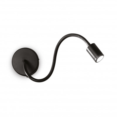 Ideal lux - Focus - Applique da parete con diffusore a braccio orientabile lungo - Colore: Nero - 1 Lampadina - Led Integrato - 4W - Lumen 310 - Gradi Kelvin 3000k Luce Calda - IP20 - SKU: 097190