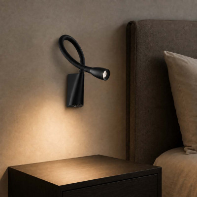 Ideal lux Goose Applique da parete con diffusore a led a braccio orientabile Colore: Nero