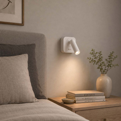 Ideal lux Bean Applique da parete con diffusore a led orientabile e base quadrata Colore: Bianco