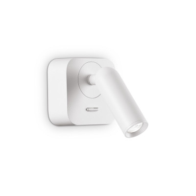 Ideal lux - Bean - Applique da parete con diffusore a led orientabile e base quadrata - Colore: Bianco - 1 Lampadina - Led Integrato - 3W - Lumen 260 - Gradi Kelvin 3000k Luce Calda - IP20 - SKU: 260648