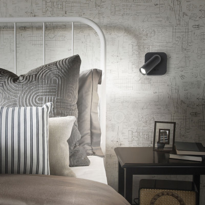 Ideal lux Bean Applique da parete con diffusore a led orientabile e base quadrata Colore: Nero