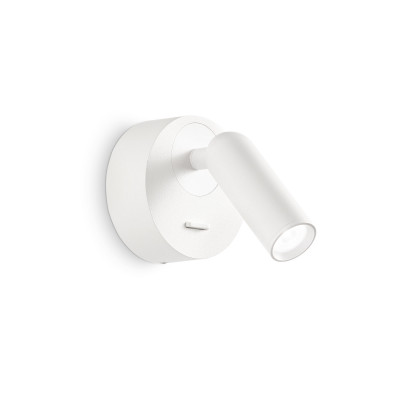 Ideal lux - Bean - Applique da parete con diffusore a led orientabile e base rotonda - Colore: Bianco - 1 Lampadina - Led Integrato - 3W - Lumen 260 - Gradi Kelvin 3000k Luce Calda - IP20 - SKU: 260600
