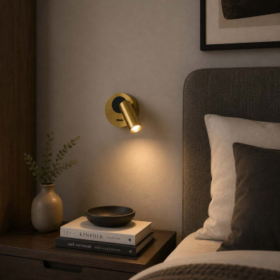 Ideal lux Bean Applique da parete con diffusore a led orientabile e base rotonda Colore: Ottone
