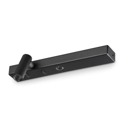 Ideal lux - Bonne Nuit - Applique da parete con diffusore tubolare a led orientabile posizione destra - Colore: Nero - 2 Lampadine - Led Integrato - 6W - Lumen 830 - Gradi Kelvin 3000k Luce Calda - IP20 - SKU: 336787