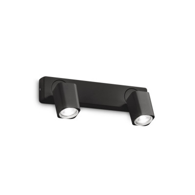 Ideal lux - Rudy - Applique da parete con struttura in alluminio e 2 diffusori quadrati orientabili - Colore: Nero - 2 Lampadine - GU10 - 35W - IP20 - SKU: 321509