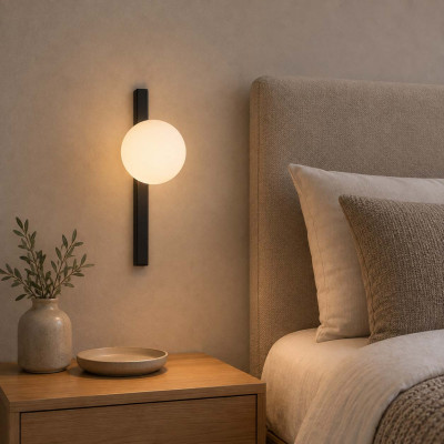 Ideal lux Binomio Applique da parete con struttura in metallo e diffusore in vetro acidato Colore: Nero
