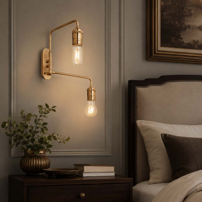 Ideal lux Triumph Applique da parete con struttuta in metallo placata ottone e 2 diffusori Colore: Ottone