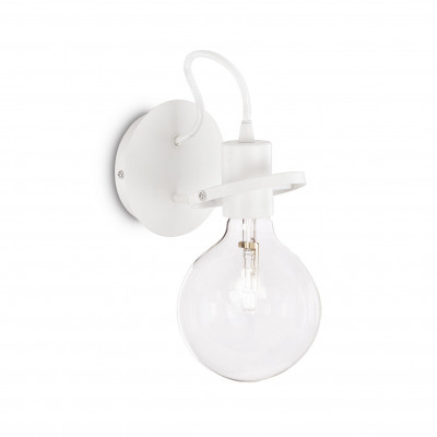 Ideal lux - Radio - Applique da parete in metallo con diffusore in vetro orientabile - Colore: Bianco - 1 Lampadina - E27 - 60W - IP20 - SKU: 119465