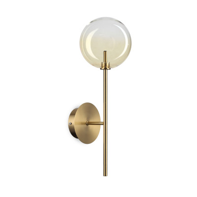 Ideal lux - Equinoxe - Applique da parete in metallo placato con diffusore in vetro a boccia - Colore: Ambra Trasparente - 1 Lampadina - G4 - 2W - IP20 - SKU: 345321