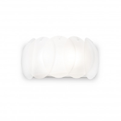 Ideal lux - Ovalino - Applique da parete moderna in metallo con diffusore in lastre di vetro acidato - Colore: Bianco - 2 Lampadine E27 60W - IP20 - SKU: 038025