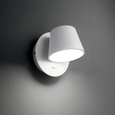 Ideal lux - Gim - Applique moderna a led con diffusore in alluminio ruotabile - 1 Lampadina Led Integrato 6W - Lumen 480 - Gradi Kelvin 3000k Luce Calda - IP20 - SKU: 16715