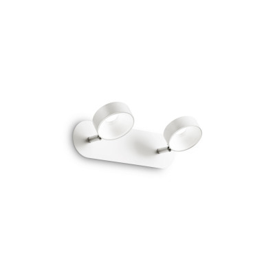 Ideal lux - Oby - Applique moderna con struttura in metallo e 2 diffusori a led orientabili - Colore: Bianco - 2 Lampadine Led Integrato 12W - Lumen 1400 - Gradi Kelvin 3000k Luce Calda - IP20 - SKU: 196695