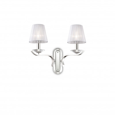 Ideal lux - Pegaso - Applqiue da parete classica con struttura in metallo e 2 diffusori in organza - Colore: Bianco - 2 Lampadine - E14 - 28W - IP20 - SKU: 059211