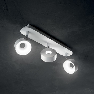 Ideal lux - Oby - Faretti da soffitto a led con struttura in metallo e 3 diffuosri orientabili - Colore: Bianco - 3 Lampadine Led Integrato 18W - Lumen 2100 - Gradi Kelvin 3000k Luce Calda - IP20 - SKU: 196701