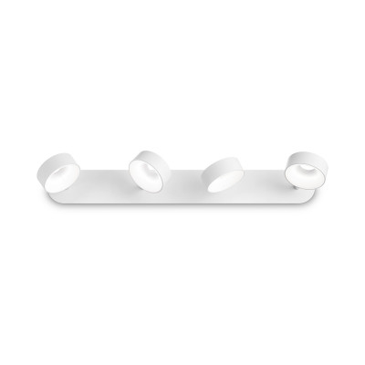 Ideal lux - Oby - Faretti da soffitto a led con struttura in metallo e 4 diffuosri orientabili - Colore: Bianco - 4 Lampadine Led Integrato 24W - Lumen 2800 - Gradi Kelvin 3000k Luce Calda - IP20 - SKU: 196718