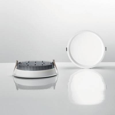 Ideal lux - Deep - Faretto da incasso grande a led con struttura in alluminio rotonda - Colore: Bianco - 1 Lampadina Led Integrato 30W - IP20 - SKU: 24878G