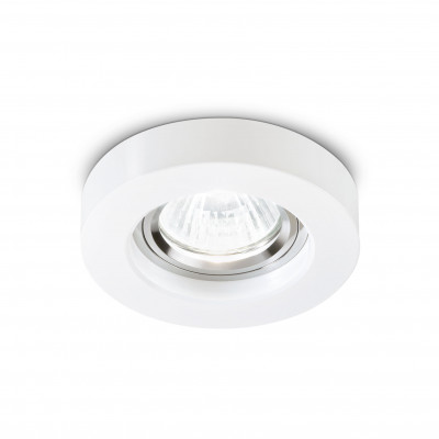 Ideal lux - Blues - Faretto da incasso rotondo in alluminio con ghietra in vetro - Colore: Bianco - 1 Lampadina - GU10 - 50W - IP20 - SKU: 113999