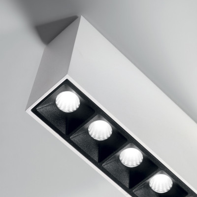 Ideal lux - Lika - Faretto da soffitto a led con struttura rettangolare in alluminio - Colore: Bianco - 5 Lampadine - Led Integrato - 12W - Lumen 1200 - Gradi Kelvin 3000k Luce Calda - IP20 - SKU: 248530