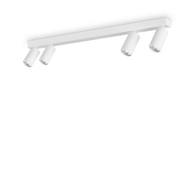 Ideal lux - Profilo - Faretto da soffitto con 4 diffusori orientabili in metallo dal design moderno - Colore: Bianco - 4 Lampadine - GU10 - 28W - IP20 - SKU: 328188